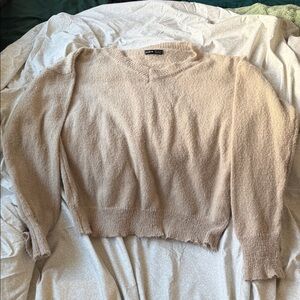 SHEIN Beige V-Neck Sweater